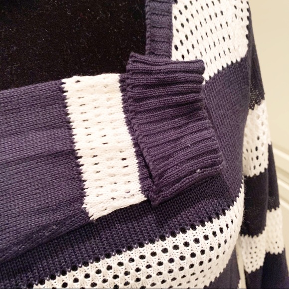 🏷️ New York & Co Preppy Navy White Sailor Button Sweater XS - Picture 3 of 8